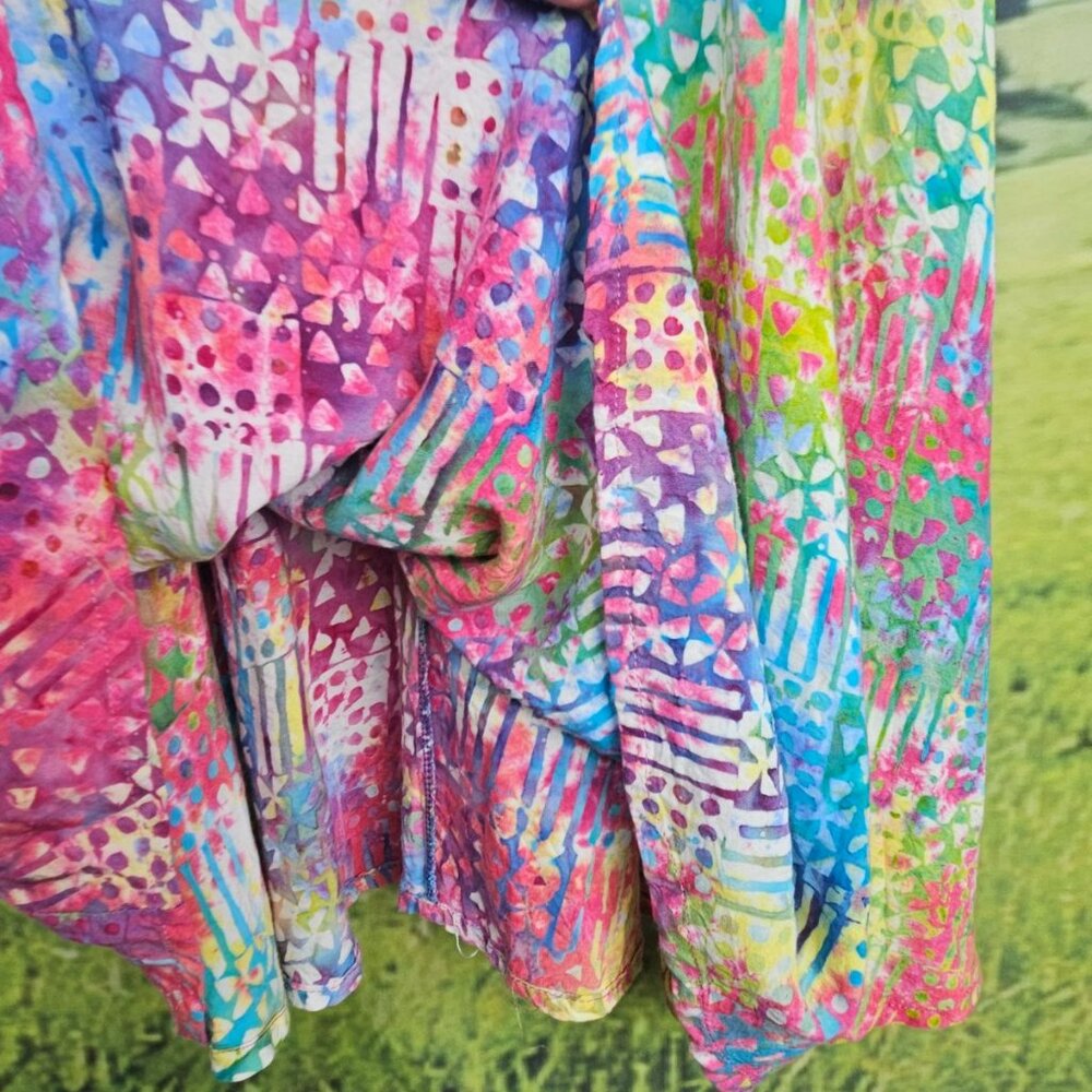 Hand Kreation XL Colorful Boho Hippie V-Neck Dress Pockets A Line Womens Knee - Picture 5 of 11